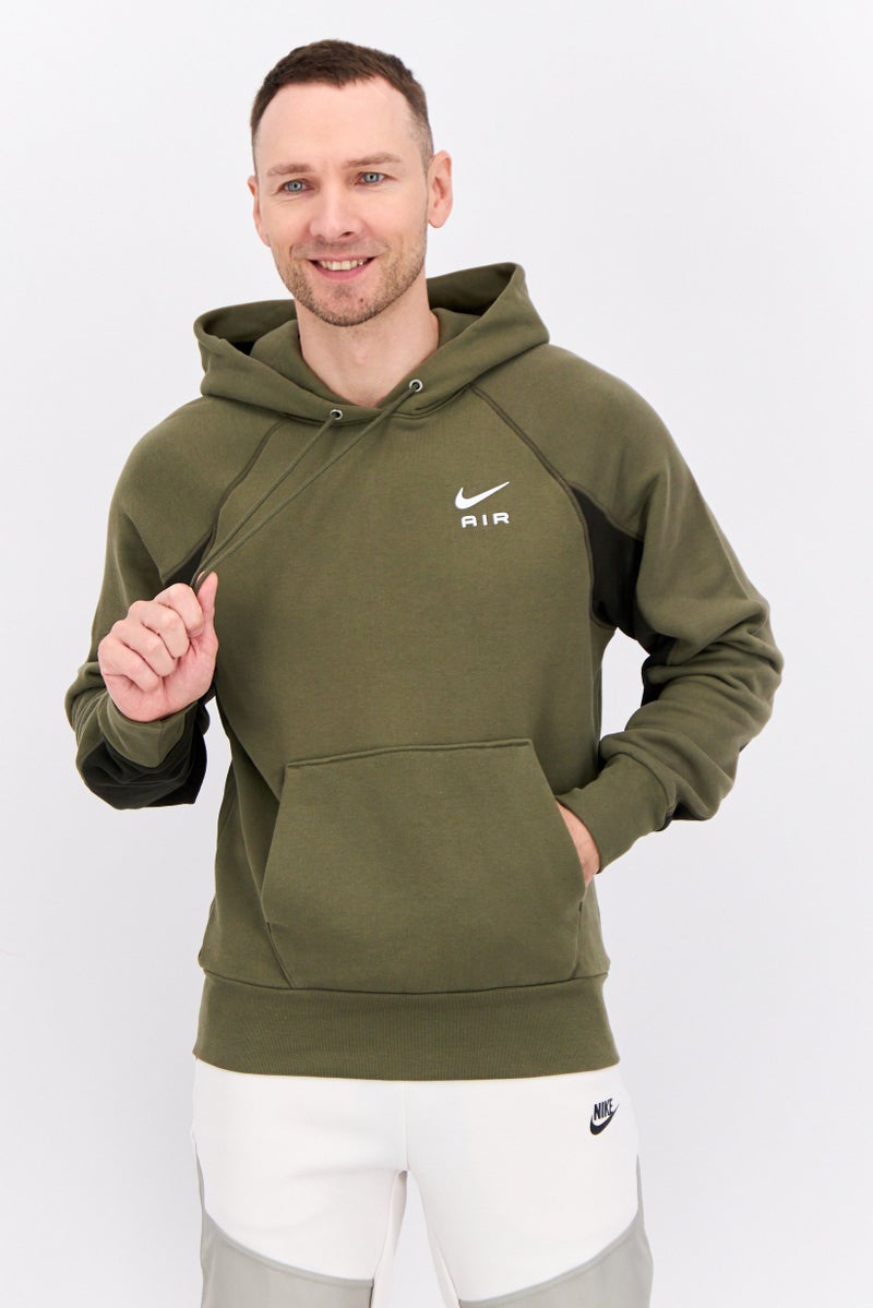 Nike Men Sportswear Fit Short Sleeve Outdoor Hooded Sweatshirt, Olive - Image 1