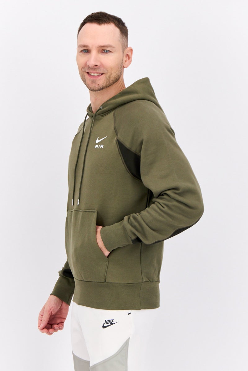 Nike Men Sportswear Fit Short Sleeve Outdoor Hooded Sweatshirt, Olive - Image 2
