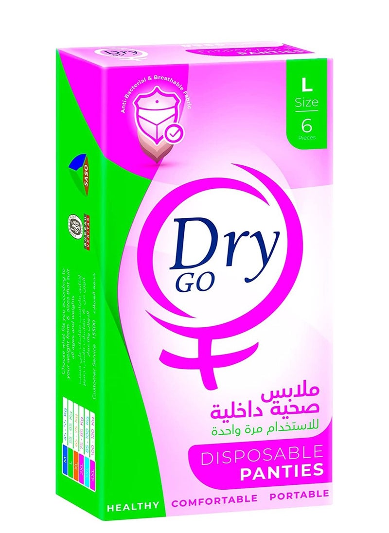 Dry Comfortable Disposable Panties, Single Use, Large, 6 Pieces  - Image 1