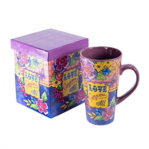 Divinity Boutique Inspirational Stoneware Mug, Love Conquers, Multicolor - Image 1