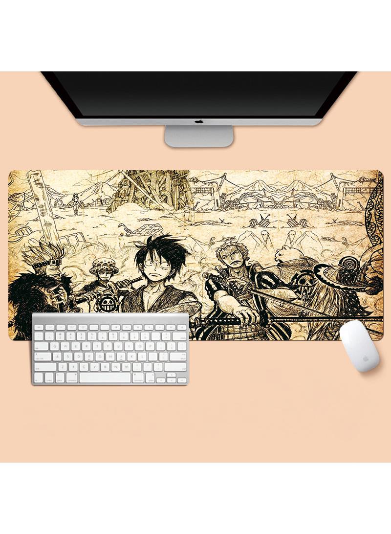 Y&D One Piece Anime Gaming Mouse Pad Extended Large Mat Desk Pad Stitched Edges Mousepad Long Mouse Pad And Non-Slip Rubber Base Mice Pad 800X300X4mm 