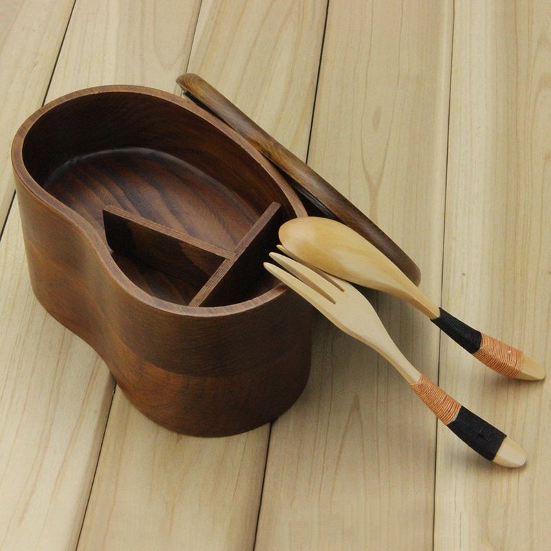 AOOSY Japanese Bento Box, Lunch Boxes, Japanese Double Layer Natural Wooden Bento Boxes Lunch Box For Adult Picnicking Office Hiking Camping - Image 3