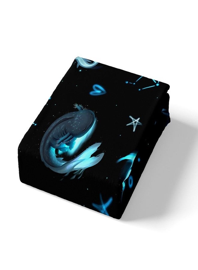 Homewish Cute Axolotl Bedding Set Twin Size Black Blue Axolotl Bed Set for Girls Teens Bedroom Decor Kids Kawaii Animals Fitted Sheet Soft Microfiber Salamander Bed Cover(1 Fitted Sheet+1 Pillow Case) - Image 4