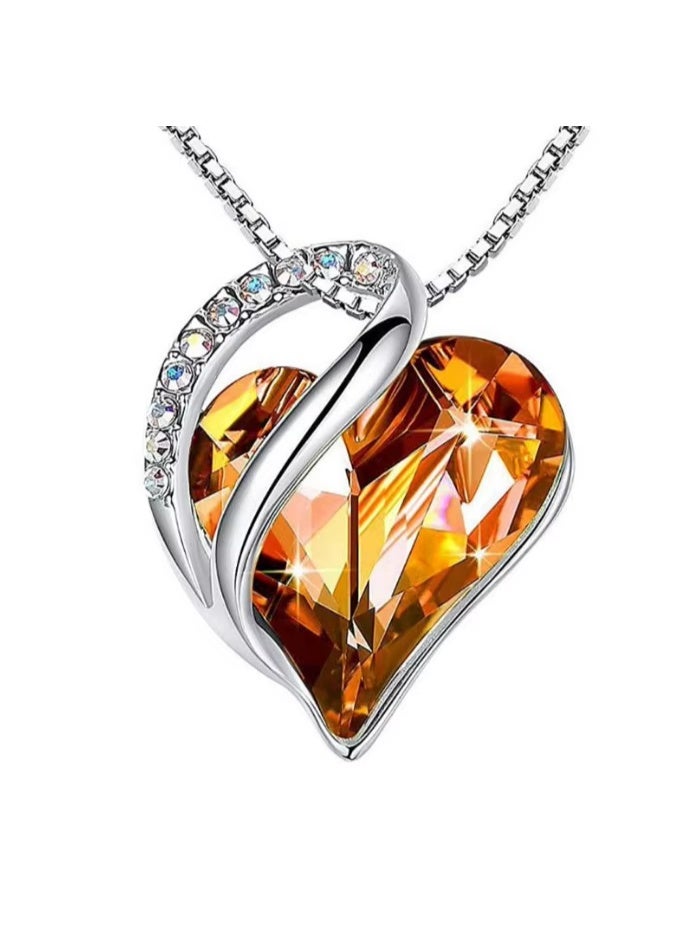 Infinity Love Heart Pendant Necklace with Birthstone Crystals Jewelry Gifts Necklace - Image 2