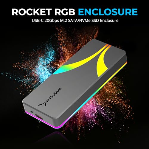 SABRENT Rocket RGB NVMe SATA M2 SSD Enclosure USB C 20Gbps ToolFree Case USB 32 Gen 2x2 Trim UASP RGB LED Compatible with 2230224222602280 Drives Aluminum Plug Play ECRGBG - Image 3
