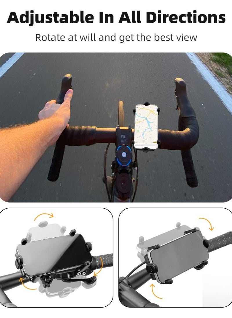 Captaintech Bike Phone Mount Holder Motorcycle Phone Mount for Handlebar Accessories Compatible with iPhone 13 13 Pro Max 11, Galaxy and Other 4.1-6.8 Inches Cellphones (Black)  - Image 3
