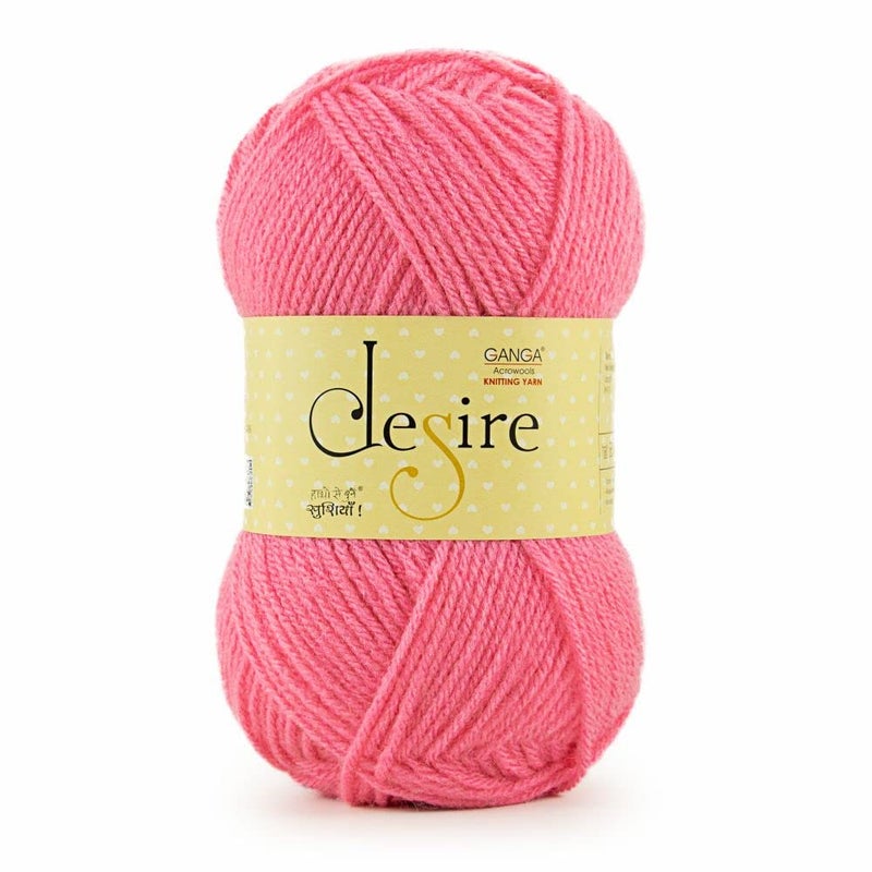 Ganga Acrowools Desire Acrylic Hand Knitting and Crochet Yarn. Pack of 1 Ball - 100 Gm, Pink - Shade No - Dsr037 - Image 3