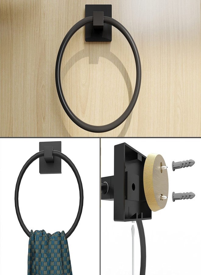 Ruacq Matte Black Toilet Paper Holder Towel Ring Bathroom Accessories Hardware Set Double Post Pivoting Toilet Roll Holder Square Stainless Steel and Zinc Alloy Modern Wall Mounted 2 Pieces - Image 5