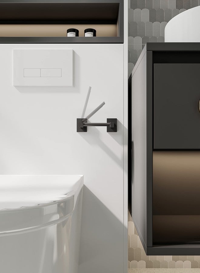 Ruacq Matte Black Toilet Paper Holder Towel Ring Bathroom Accessories Hardware Set Double Post Pivoting Toilet Roll Holder Square Stainless Steel and Zinc Alloy Modern Wall Mounted 2 Pieces - Image 3