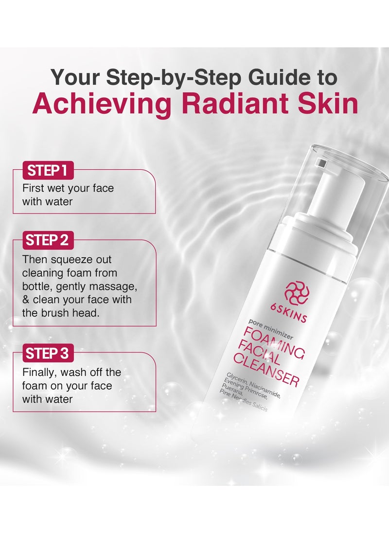 6SKINS - Pore Minimizer Foaming Facial Cleanser | Exfoliating Face Wash with Anti Sebum P, Gentle Hydrating Korean Face Wash with Niacinamide, Evening Primrose - For All Skin Types 5.07 - Image 1