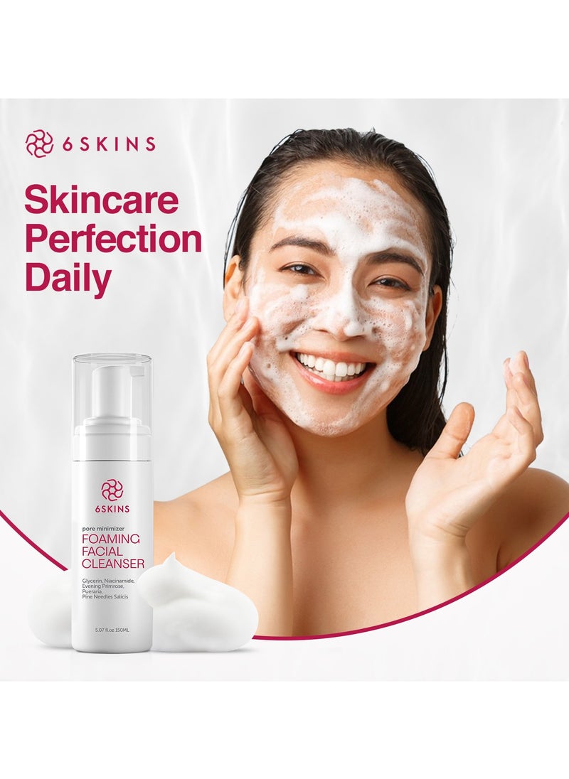 6SKINS - Pore Minimizer Foaming Facial Cleanser | Exfoliating Face Wash with Anti Sebum P, Gentle Hydrating Korean Face Wash with Niacinamide, Evening Primrose - For All Skin Types 5.07 - Image 1