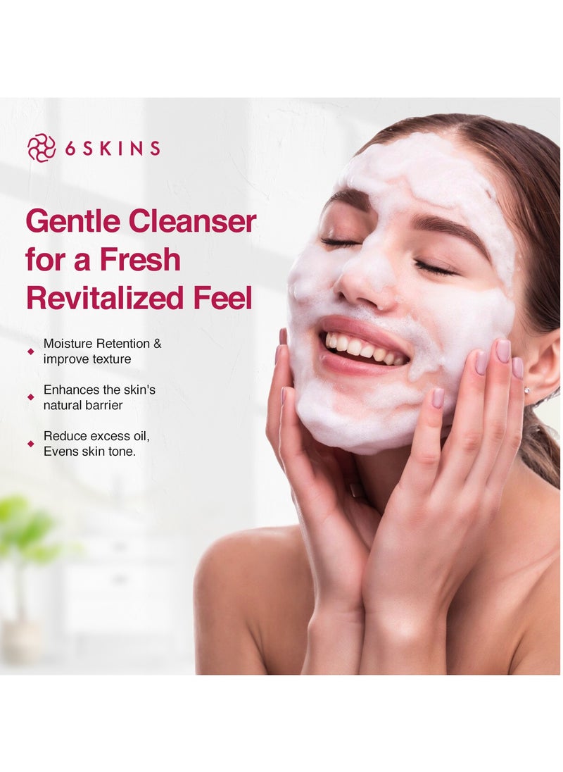 6SKINS - Pore Minimizer Foaming Facial Cleanser | Exfoliating Face Wash with Anti Sebum P, Gentle Hydrating Korean Face Wash with Niacinamide, Evening Primrose - For All Skin Types 5.07 - Image 1