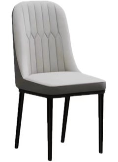 SKY-TOUCH Dining Chair with PU Leather Soft Chairs and Backrest Kitchen Chairs with Solid Metal Legs for Living Room Lounge Home Grey  - Image 3