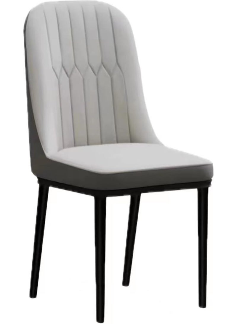 SKY-TOUCH Dining Chair with PU Leather Soft Chairs and Backrest Kitchen Chairs with Solid Metal Legs for Living Room Lounge Home Grey - Image 3