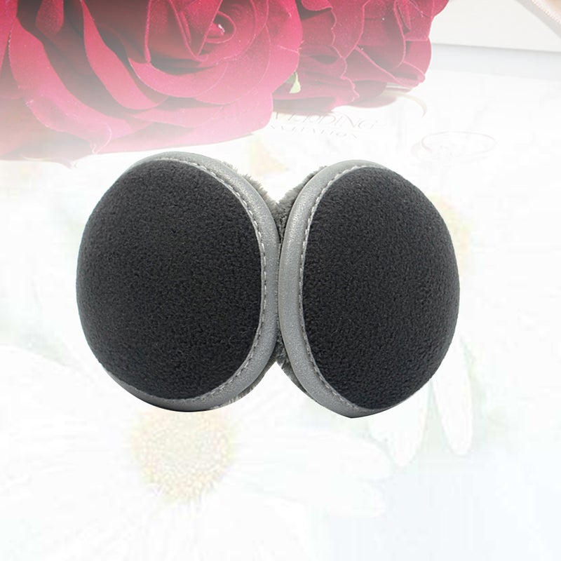 Folding Earmuffs Plush Thickened Fall Winter Warm Earmuffs Ear Warmer for Men Women (Black) - Image 2