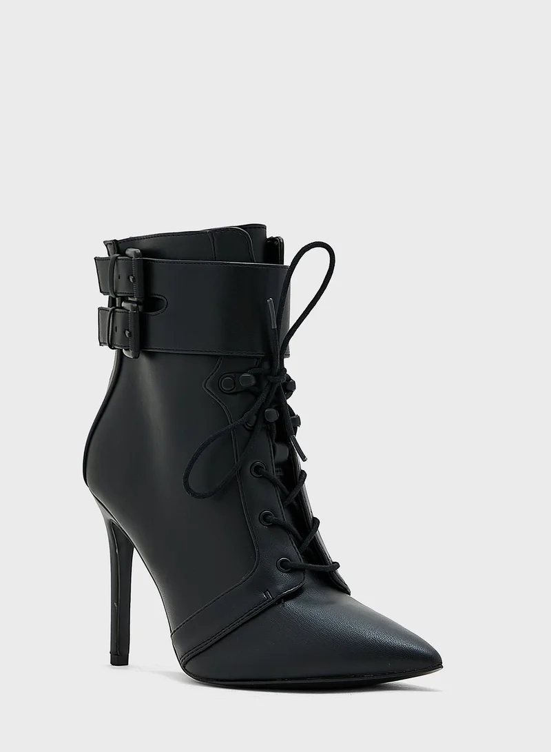 GUESS Pointed Toe Buckle Boots