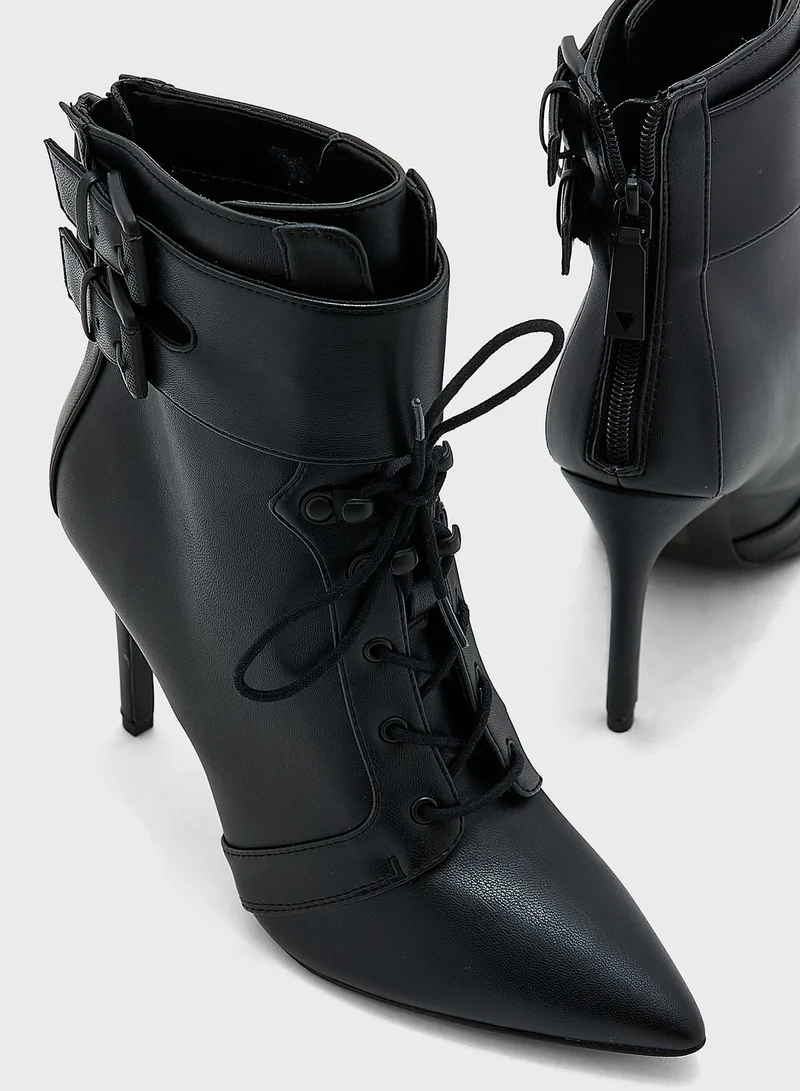GUESS Pointed Toe Buckle Boots