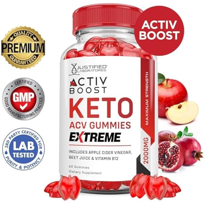 Justified Laboratories Activboost Keto Acv Gummies Extreme 2000MG Active Boost Keto Gummies Apple Cider Vinegar Activ Boost Formulated with Pomegranate Beet Juice Powder B12 Vegan Non GMO 60 Gummys - Image 3