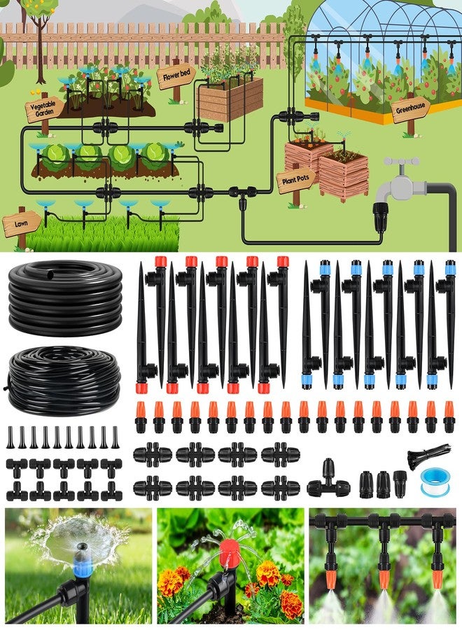 PUUKU 240FT Drip Irrigation System for Garden, Quick-Connect Automatic Garden Watering System with 1/2" & 1/4" Tubing and Accessories - Adjustable Sprinklers Kit for Greenhouse, Yard, Lawn, Raised Bed - Image 1