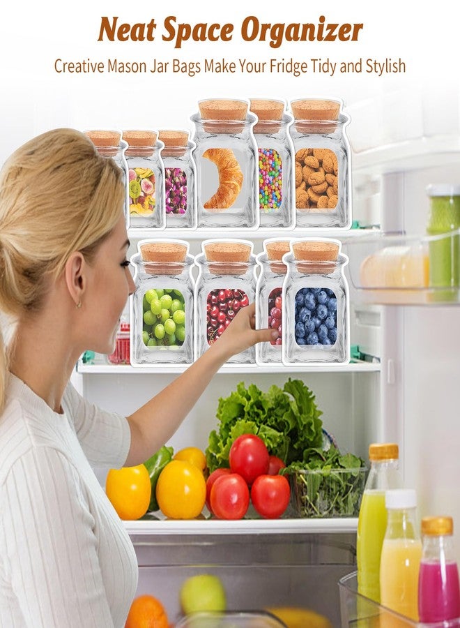 100 كيس لحفظ الطعام في برطمانات ماسون، مقاس 5.5 بوصة × 7.9 بوصة، أكياس تخزين طعام كبيرة قابلة لإعادة الاستخدام، محكمة الإغلاق، مانعة للتسرب، مزودة بسحاب، مناسبة للمطبخ المنزلي، الفريزر، التخييم، السفر، والنزهات. - Image 2