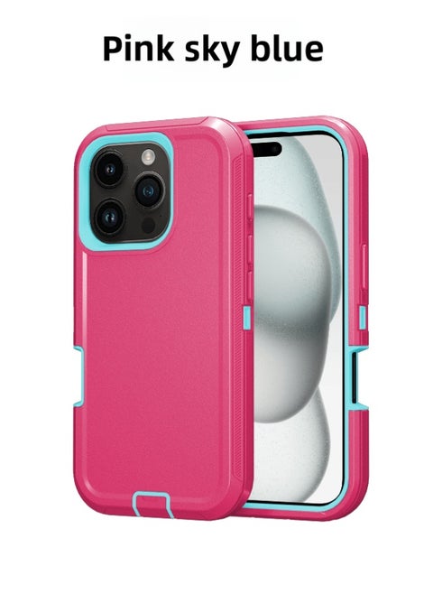 For Iphone 16promax Three-proof Mobile Phone Case Iph16plus Anti-drop Mobile Phone Case Hot Sale-Color:pink Sky Blue-Applicable Model:For Iphone16Plus Single Chassis