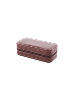 Generic Watch Wallet With 2 Slot (Brown) Portable Travel Zipper Case  - Image 3