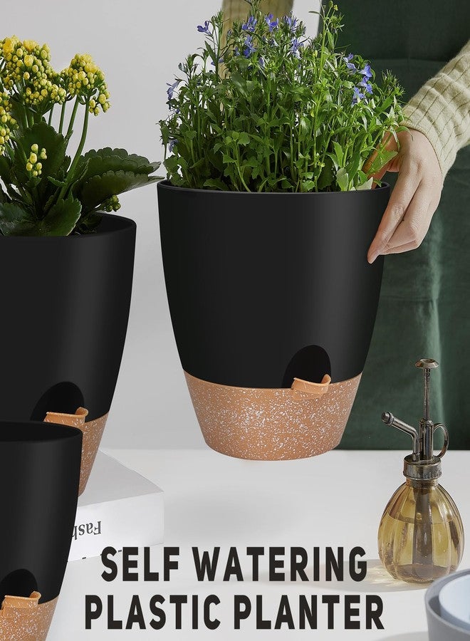 YNNICO 12" 10" 9" Large Self Watering Plant Pots, 3 Pack Flower Pots Planters with Multi Mesh Drainage Holes for Indoor Outdoor Garden Plants and Flowers（Black - Image 5