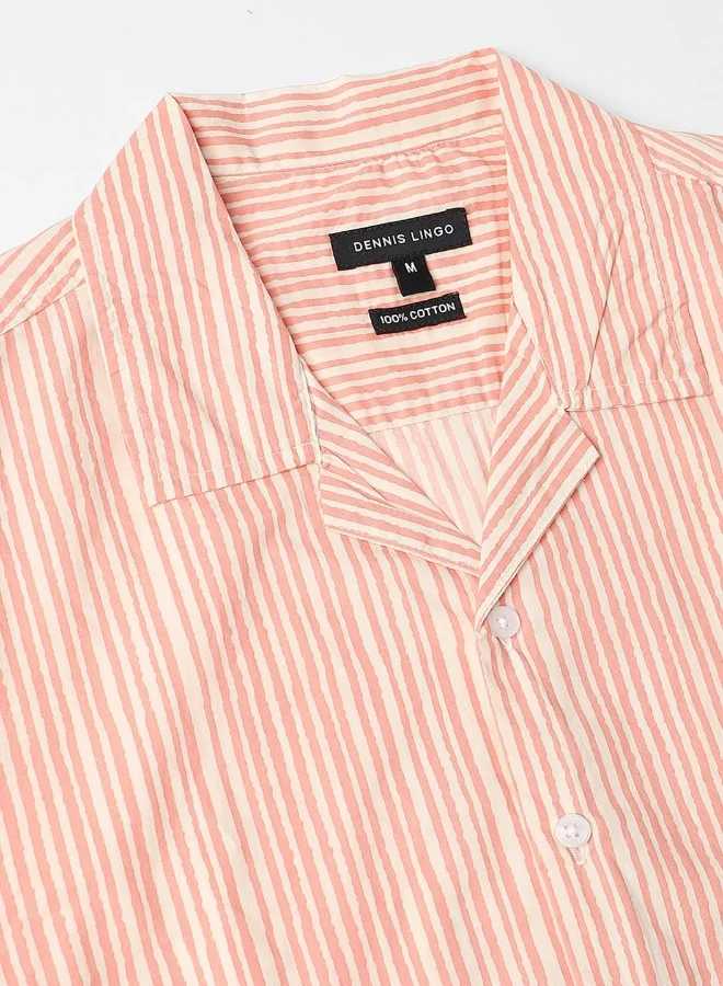 Dennis Lingo Men's Beige 100% Cotton Printed Regular FiT-Shirt