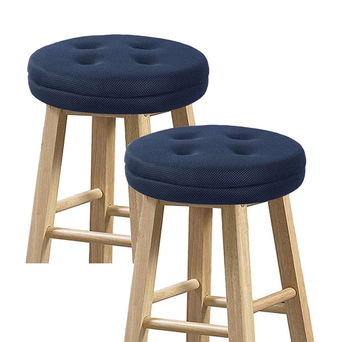 SET OF 2 STOOL COVERS ROUND SUPER BREATHABLE ROUND BAR STOOL COVER SEAT CUSHION NAVY BLUE 12 2 CUSHIONS ONLY