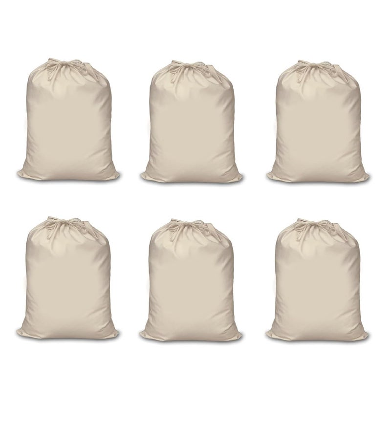 Mayatras The Cotton laundry bag for clothesEcofriendly 100 pure cotton drawstring bag Travel organizer Hanging Laundry Bag Foldable and Washable Large size 35 x 28 inches Pack Of 6  - Image 1
