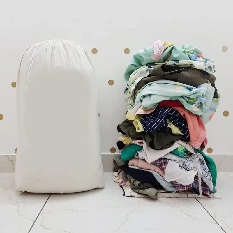 Mayatras The Cotton laundry bag for clothesEcofriendly 100 pure cotton drawstring bag Travel organizer Hanging Laundry Bag Foldable and Washable Large size 35 x 28 inches Pack Of 6  - Image 5