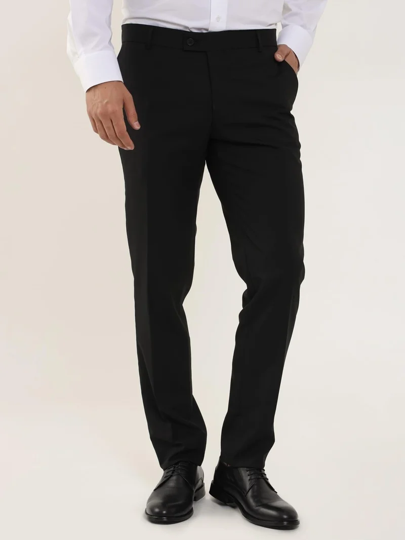 Dufy Black Men's Regular Fit Straight Trousers - 103979