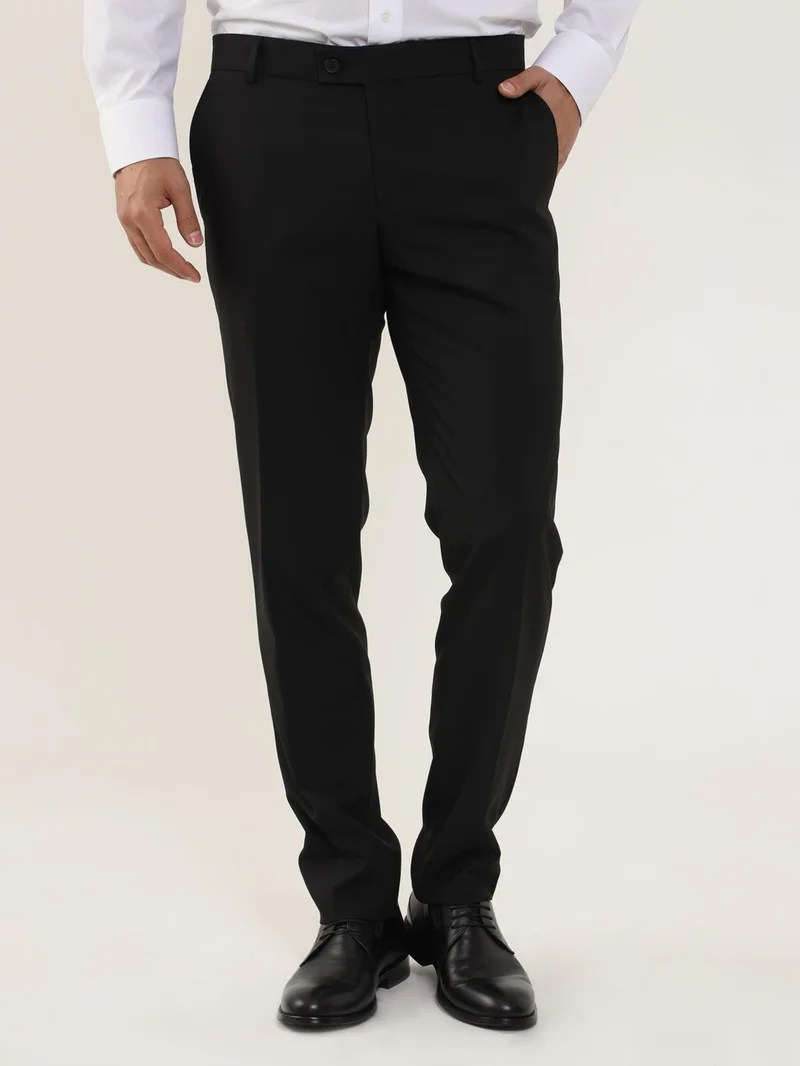 Dufy Black Men's Regular Fit Straight Trousers - 103979