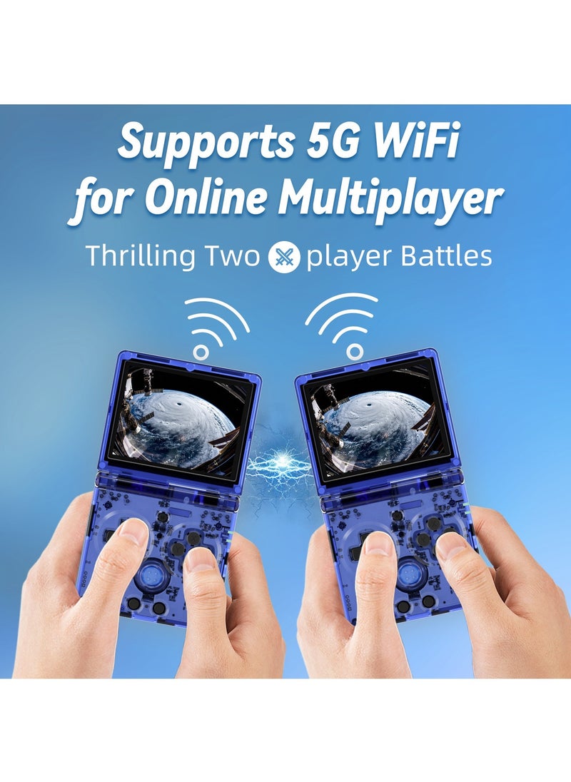 ANBERNIC  - Flip Handheld Game Console, 3.5-inch IPS Screen, Linux H700 Video Game Player, Support Streaming WIFI Bluetooth (Transparent Blue, 64G) - Image 1