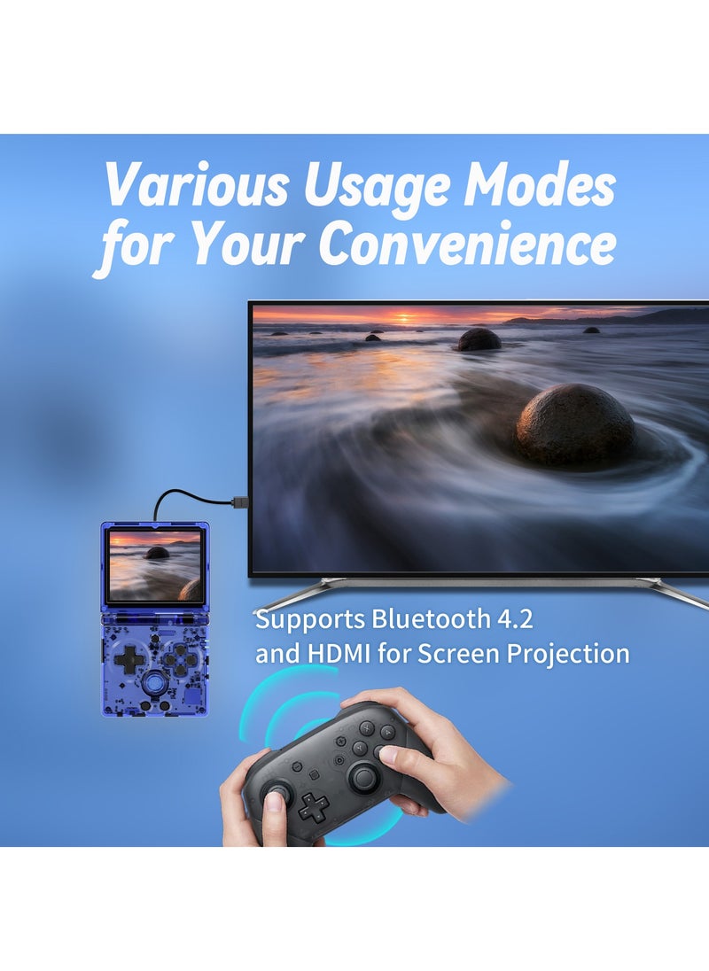 ANBERNIC  - Flip Handheld Game Console, 3.5-inch IPS Screen, Linux H700 Video Game Player, Support Streaming WIFI Bluetooth (Transparent Blue, 64G) - Image 1