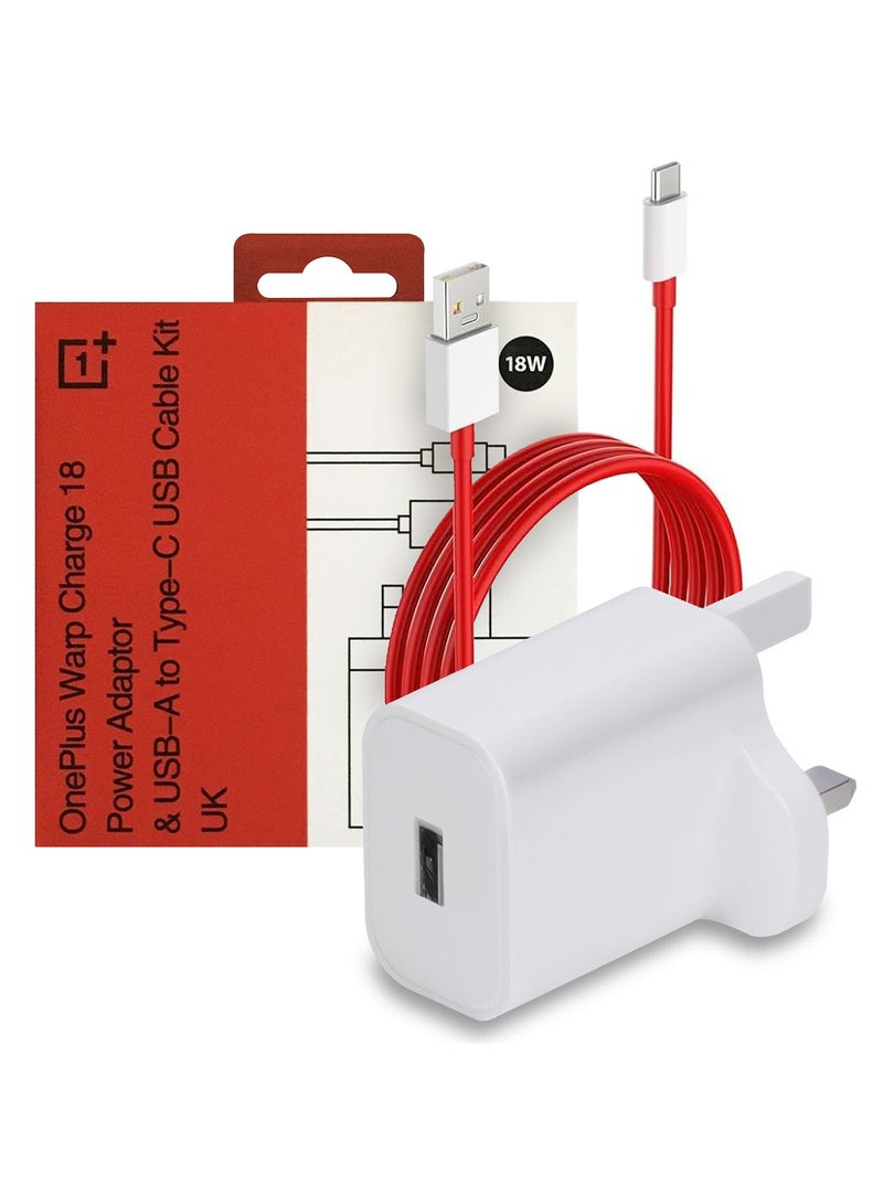 ون بلس شاحن وارب 18 واط محول المملكة المتحدة كابل USB-A إلى USB-C مجموعة المملكة المتحدة - Image 1