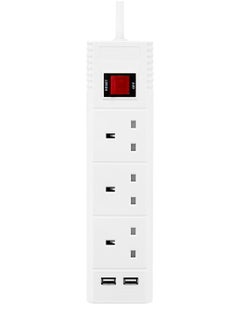 LAWAZIM Heavy duty 3 Way Extension Cable with on/off buttons & 2 USB Port | 3 Meters | 2990W  - Image 2