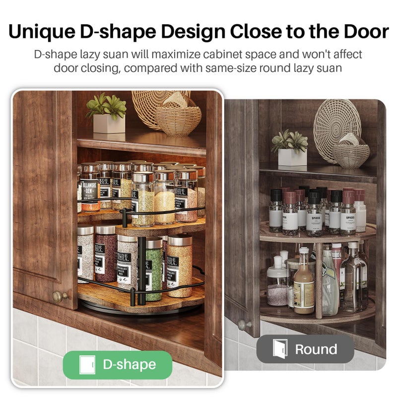 SNTD Lazy Susan Organizer Spice Rack - Spice Organization for Cabinet Height Adjustable Rotating Lazy Turntable, Pantry Kitchen Wood Revolving Seasoning Organizer (Vintage, 12 Inch) - Image 4