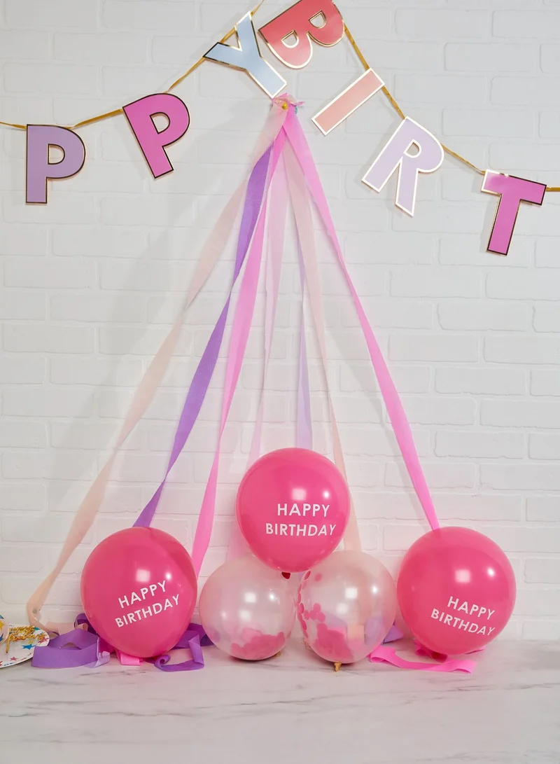 توكينج تيبلز بالونات من اللاتيكس بطبعات Happy  Birthday بطبعات وبأوراق لامعة صغيرة