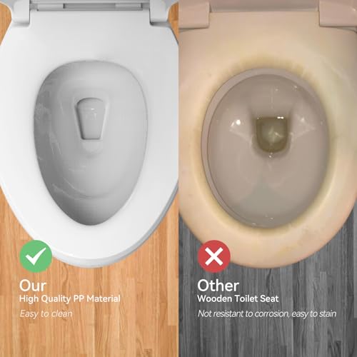 RT R&T Elongated Toilet Seat （18.5"）Slow Close Heavy Duty Standard Toilet Seat, Easy to Install, Easy to Remove, Plastic White B1130 - Image 2