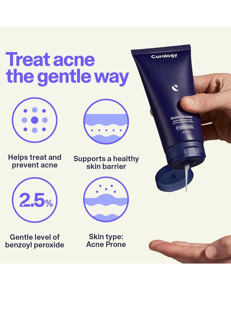 Curology Curology Acne Skin Care Set, Acne Cleanser Face Wash with 2.5% Benzoyl Peroxide and Cream Moisturizer with Hyaluronic Acid, Fragrance Free - Image 2