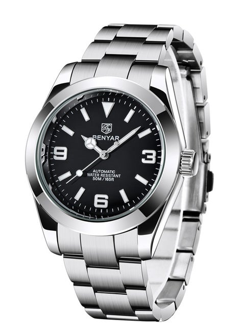 Casual Men's Automatic Watches 50M Waterproof Solid Stainless Steel Bracelet Wrist Watch for Men Luminous Wristwatches