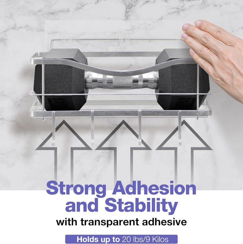 KINCMAX Premium Shower Caddy, Self Adhesive Wall Shower Organizer, 2-Pack No Drill Bathroom Shelves, Rustproof Stainless Steel Shampoo Holder, Storage Rack, Silver - Image 4