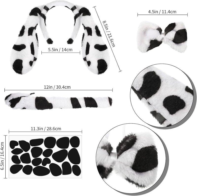 Boyiee Girl Dalmatian Costume Set Includes Dog Ears Headband Bowtie Tail Long Sleeved Tutu Skirt Black Stockings CosplayAdult Style S Size - Image 2
