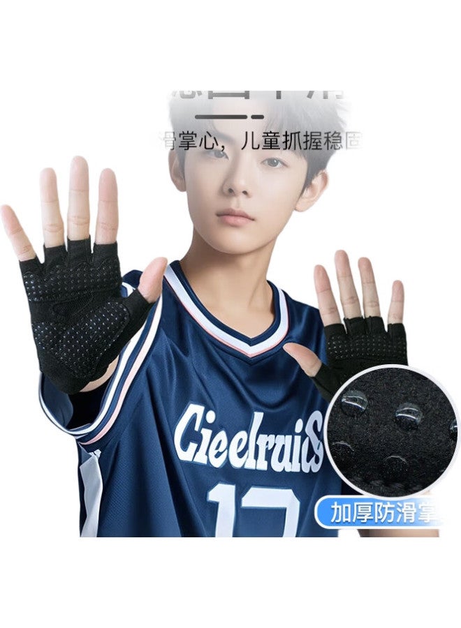 KELME قفازات رياضية للأطفال مضادة للانزلاق لتمارين السحب، البيسبول، ركوب الدراجات، الدراجة المتوازنة، تسلق الصخور، نصف إصبع مضادة للقرح - Image 3