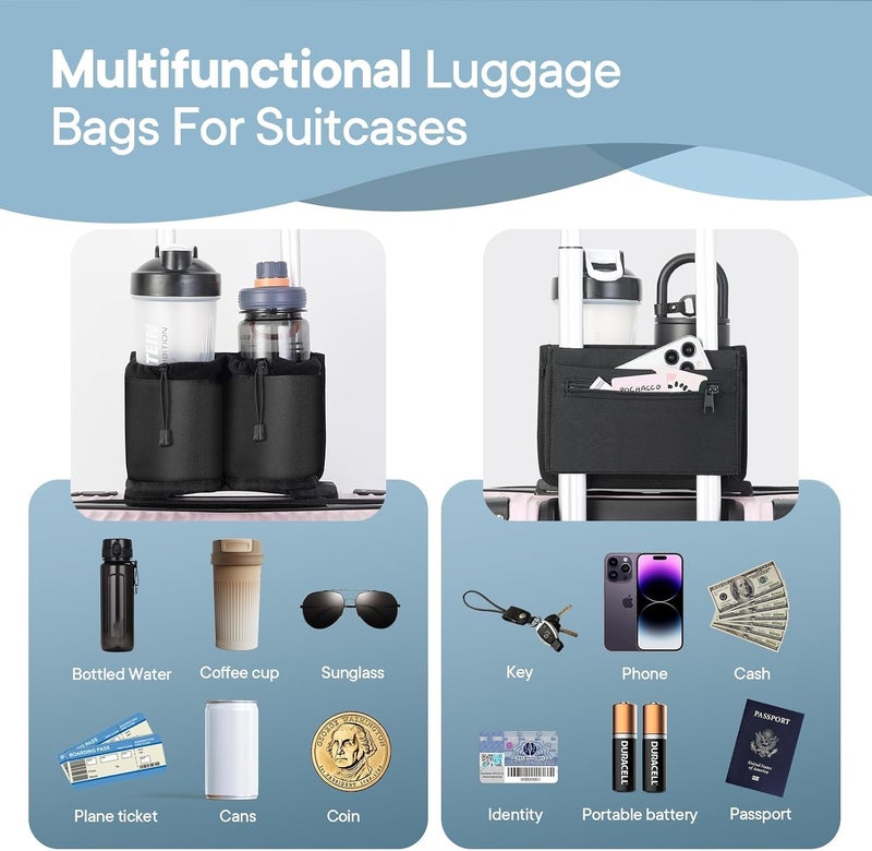 KASTWAVE Extra Luggage Cup Holder, Free Hand Drink Caddy for Suitcases to Travel and Business Trip, Travel Must Haves for Men & Women, Holds Two Coffee Cups, Passport, Flight Attendant Essential Organizer - Image 2