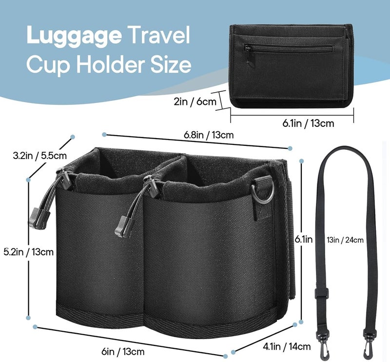 KASTWAVE Extra Luggage Cup Holder, Free Hand Drink Caddy for Suitcases to Travel and Business Trip, Travel Must Haves for Men & Women, Holds Two Coffee Cups, Passport, Flight Attendant Essential Organizer - Image 4