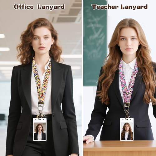 LOTADILO 3 Pack Scrunchie Lanyards for ID Card and Keys Scrunchy Cute Neck Keychain with Vertical Badge Holders and Clip Closure Retractable Stretchy Lanyards for Teacher, Nurse Cruise Ship, 3 Styles - Image 5