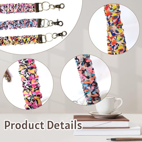 LOTADILO 3 Pack Scrunchie Lanyards for ID Card and Keys Scrunchy Cute Neck Keychain with Vertical Badge Holders and Clip Closure Retractable Stretchy Lanyards for Teacher, Nurse Cruise Ship, 3 Styles - Image 3
