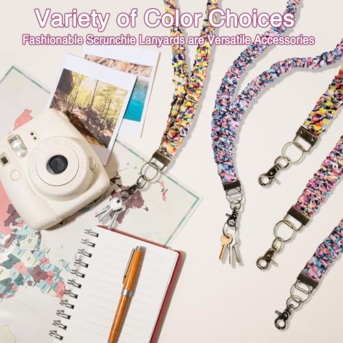 LOTADILO 3 Pack Scrunchie Lanyards for ID Card and Keys Scrunchy Cute Neck Keychain with Vertical Badge Holders and Clip Closure Retractable Stretchy Lanyards for Teacher, Nurse Cruise Ship, 3 Styles - Image 4